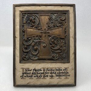 Decorative Cross Wall Plaque Carved With Inspirational Bible Verse Quote Resin